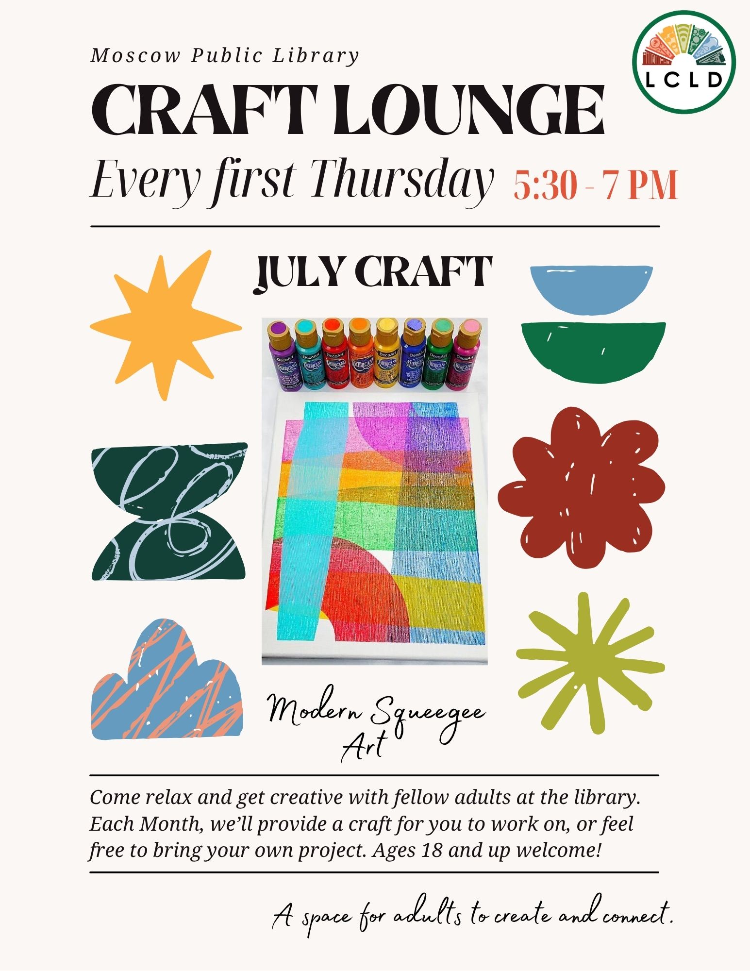 Craft Lounge Modern Squeegee Art Thursday July 3rd at 5:30