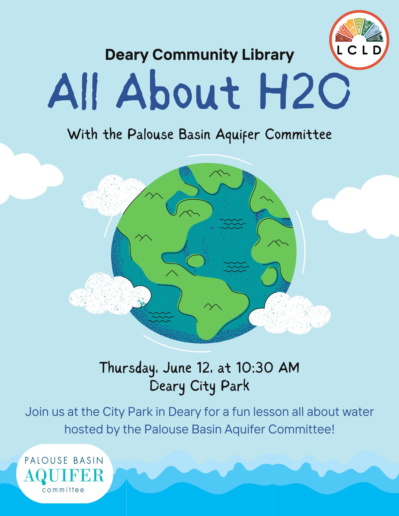 All About H2O at the Deary City Park on Thursday June 12 at 10:30 AM