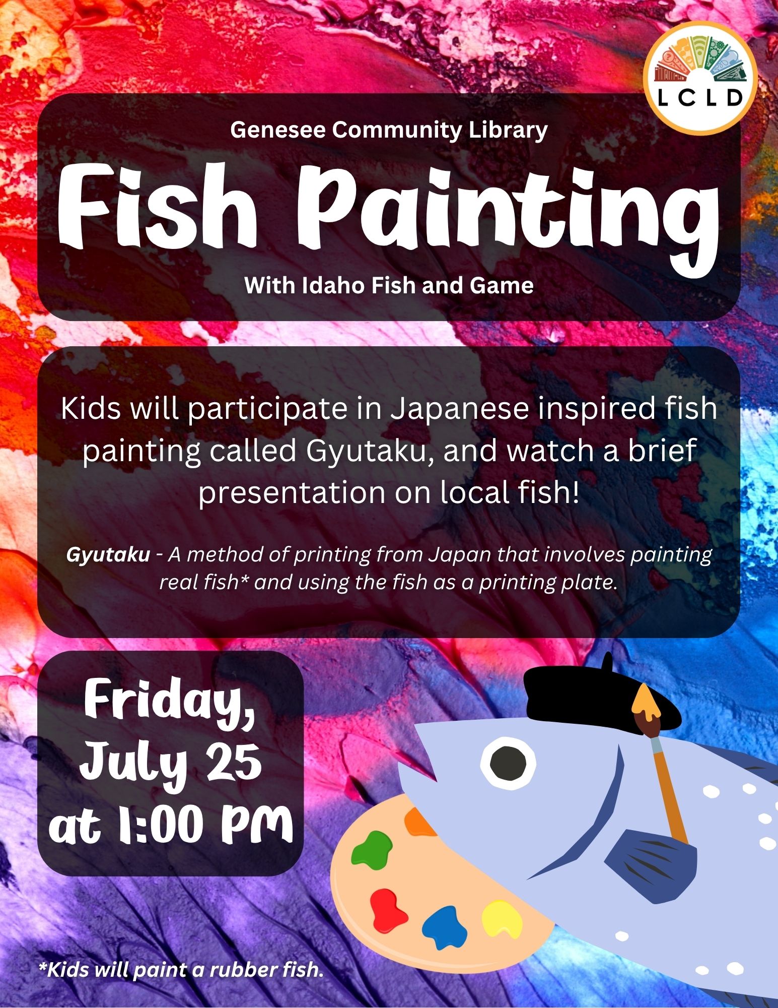 Genesee Fish Painting with Idaho Fish and Game Friday July 25 at 1 PM