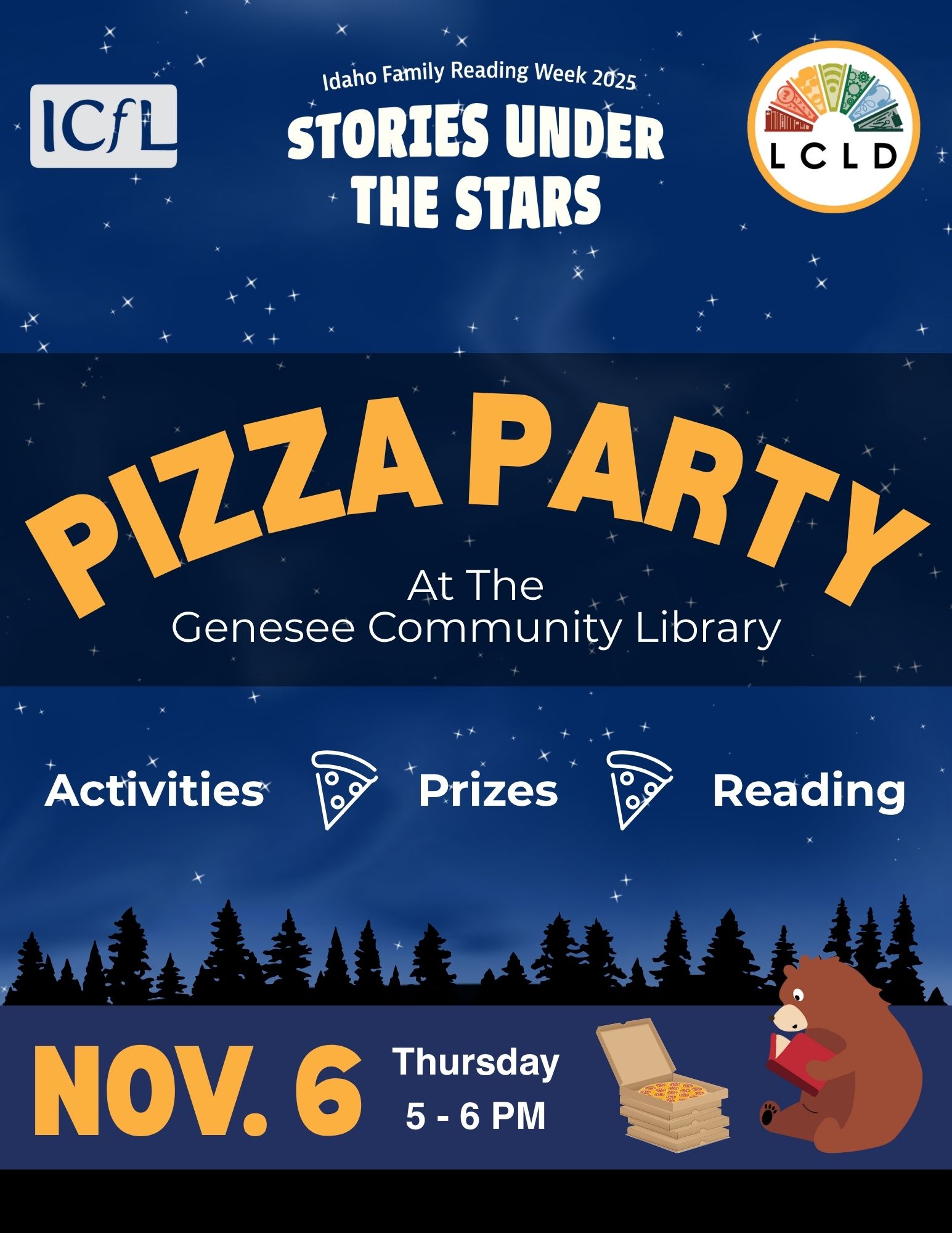 Genesee IFRW Pizza Party Thursday November 6 at 5 PM