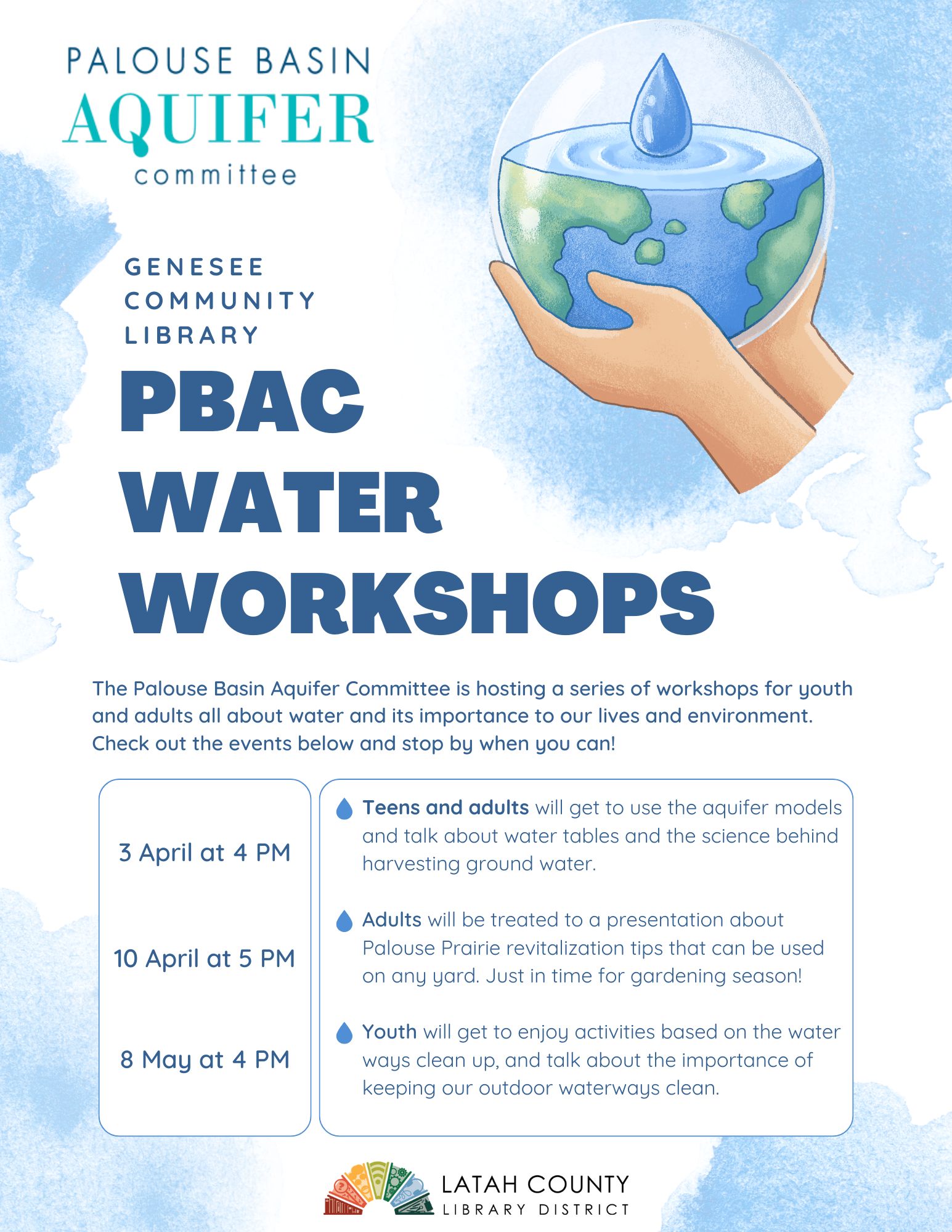 Genesee PBAC Water Workshop Series April 3, April 10, and May 8
