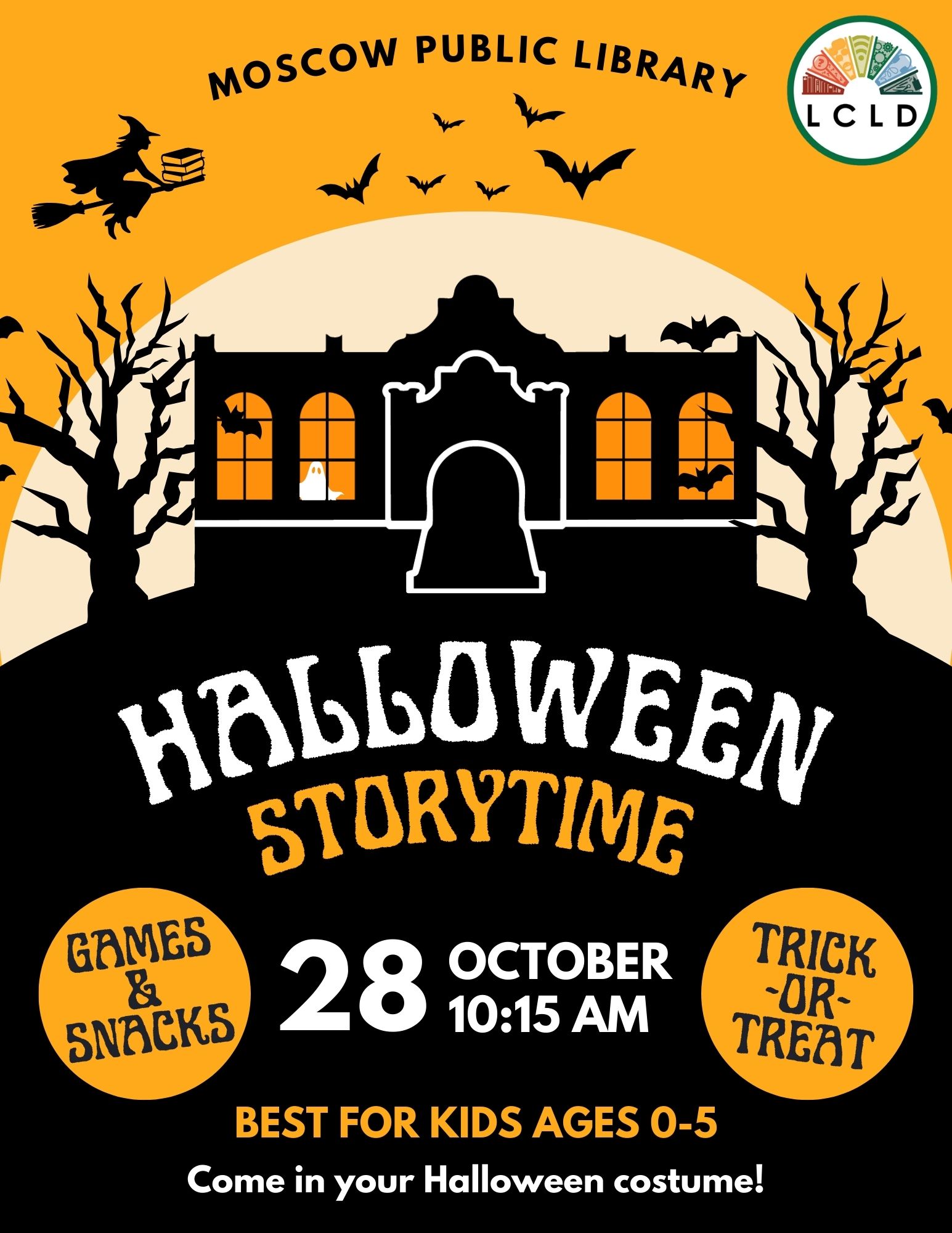 Halloween Storytime at the Moscow Public Library October 28 at 10:15 AM