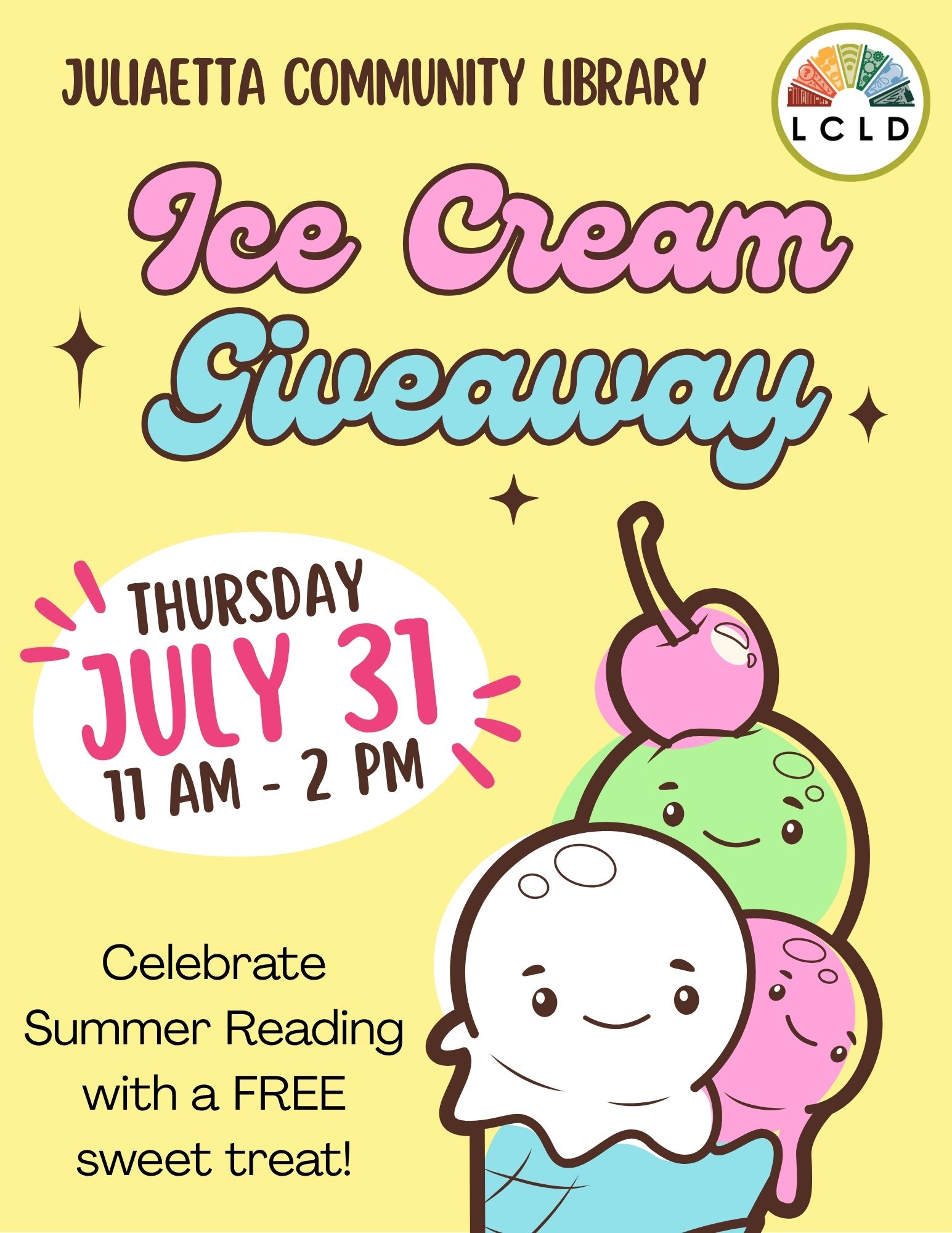 Juliaetta Ice Cream Giveaway Thursday, July 31, 11 AM to 2 PM