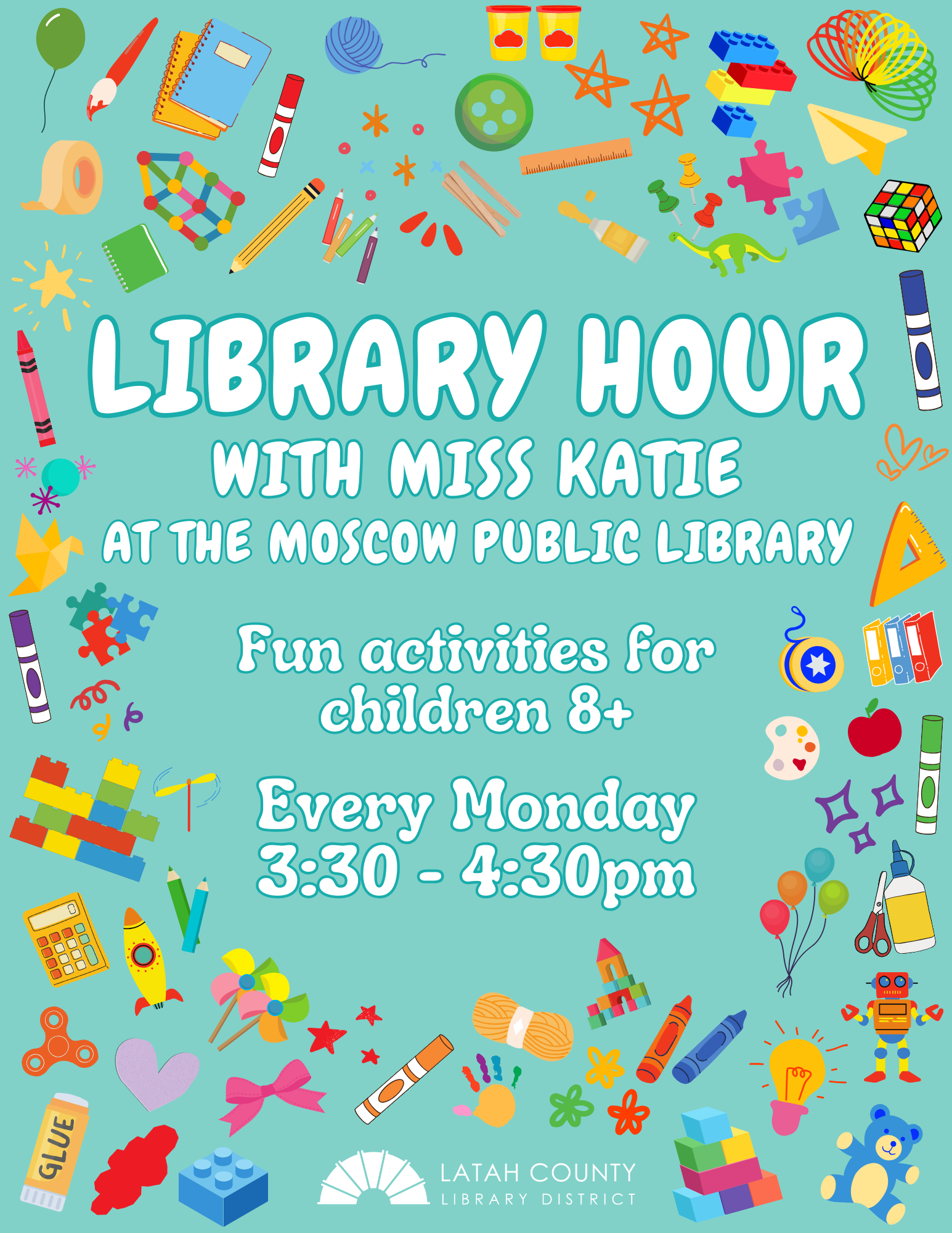 Library Hour with Miss Katie Flyer