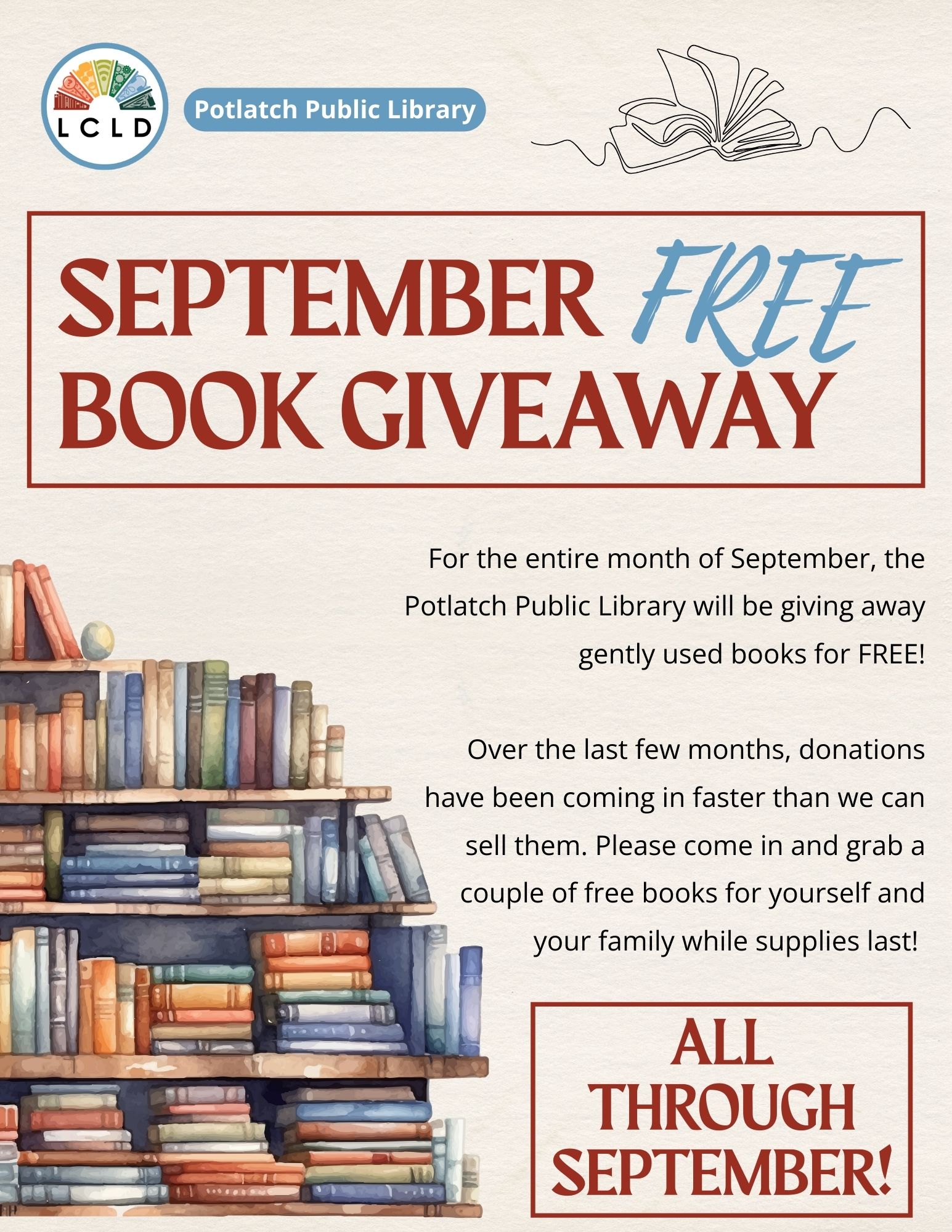Potlatch Free Book Giveaway All through September