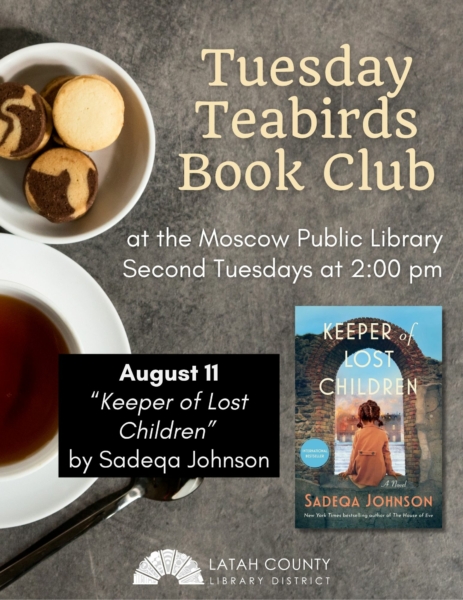 Tuesday Teabirds Book Club at the Moscow Public Library on August 11 at 2 PM