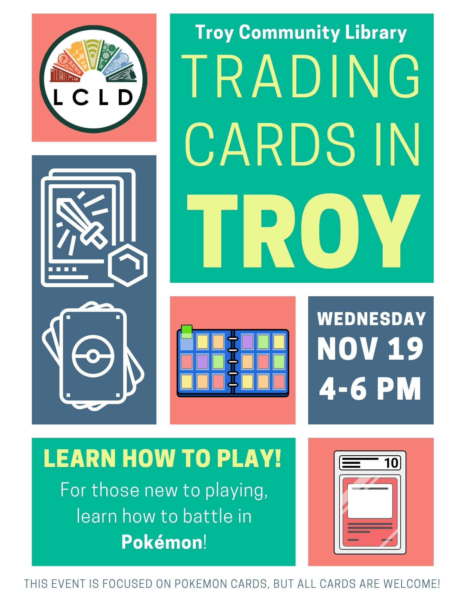 Trading Cards in Troy on Wednesday, November 19, from 4 to 6 PM