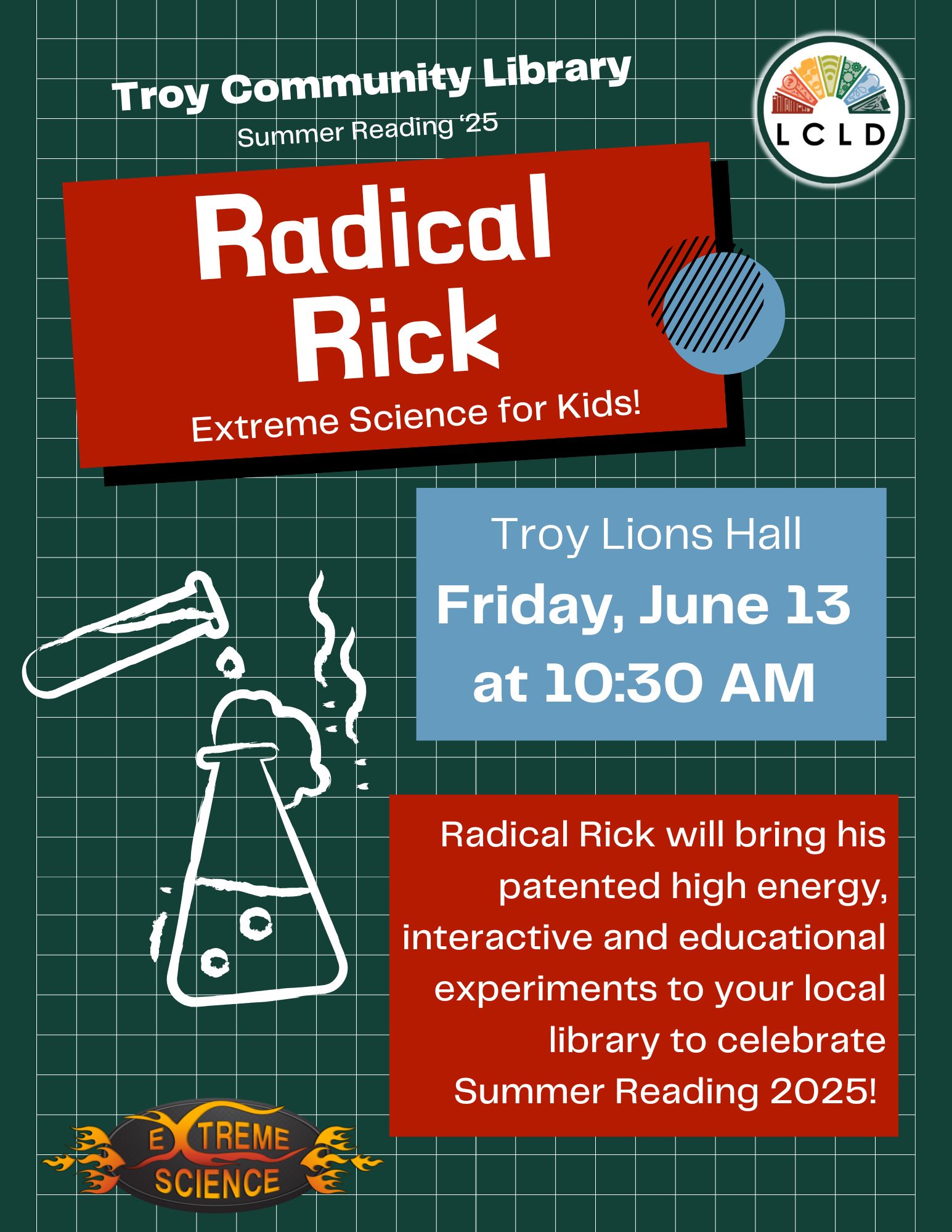 Radical Rick at Troy Lions Hall on Friday June 13 at 10:30 AM
