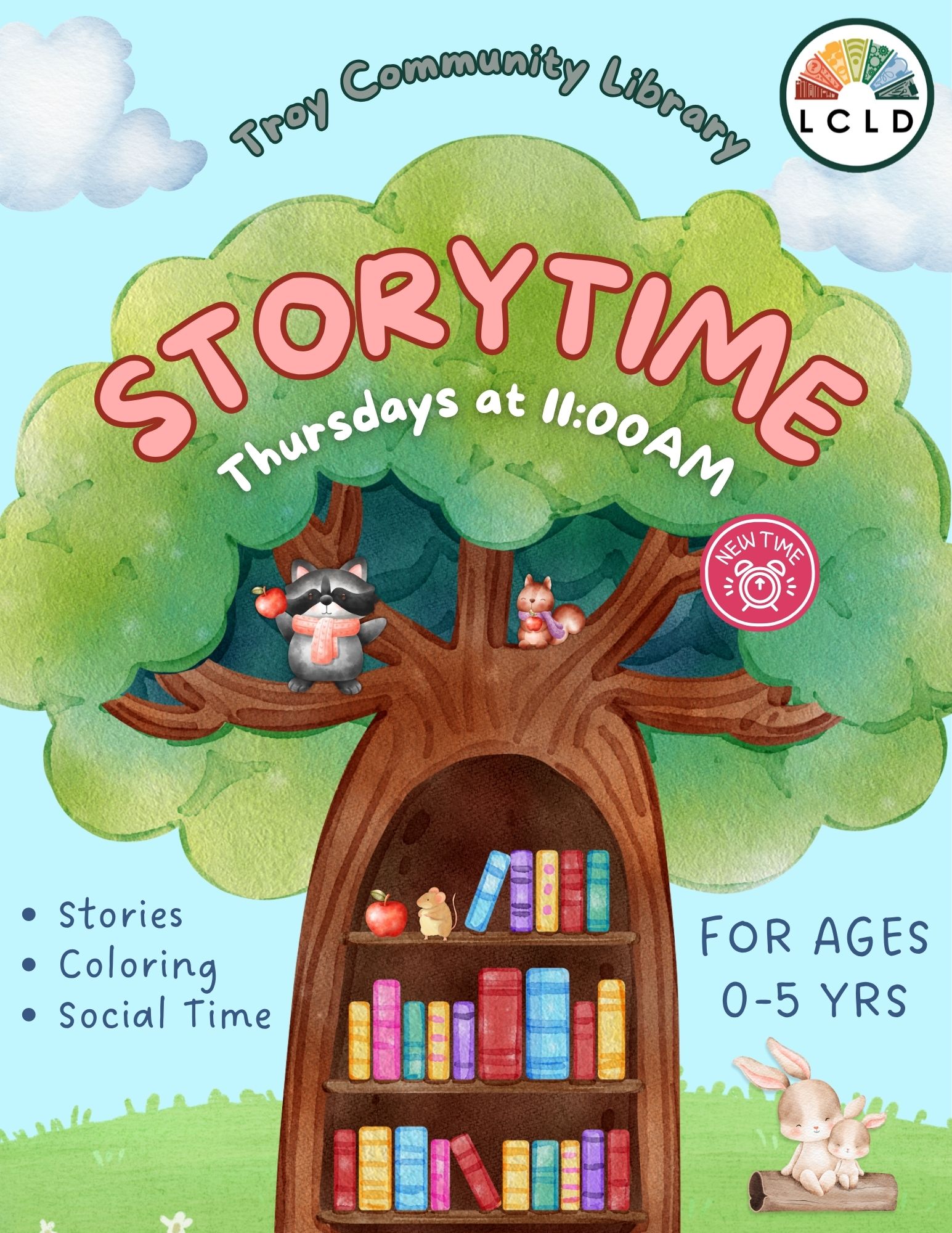 Troy Storytime 2025 New Time Thursdays at 11 AM