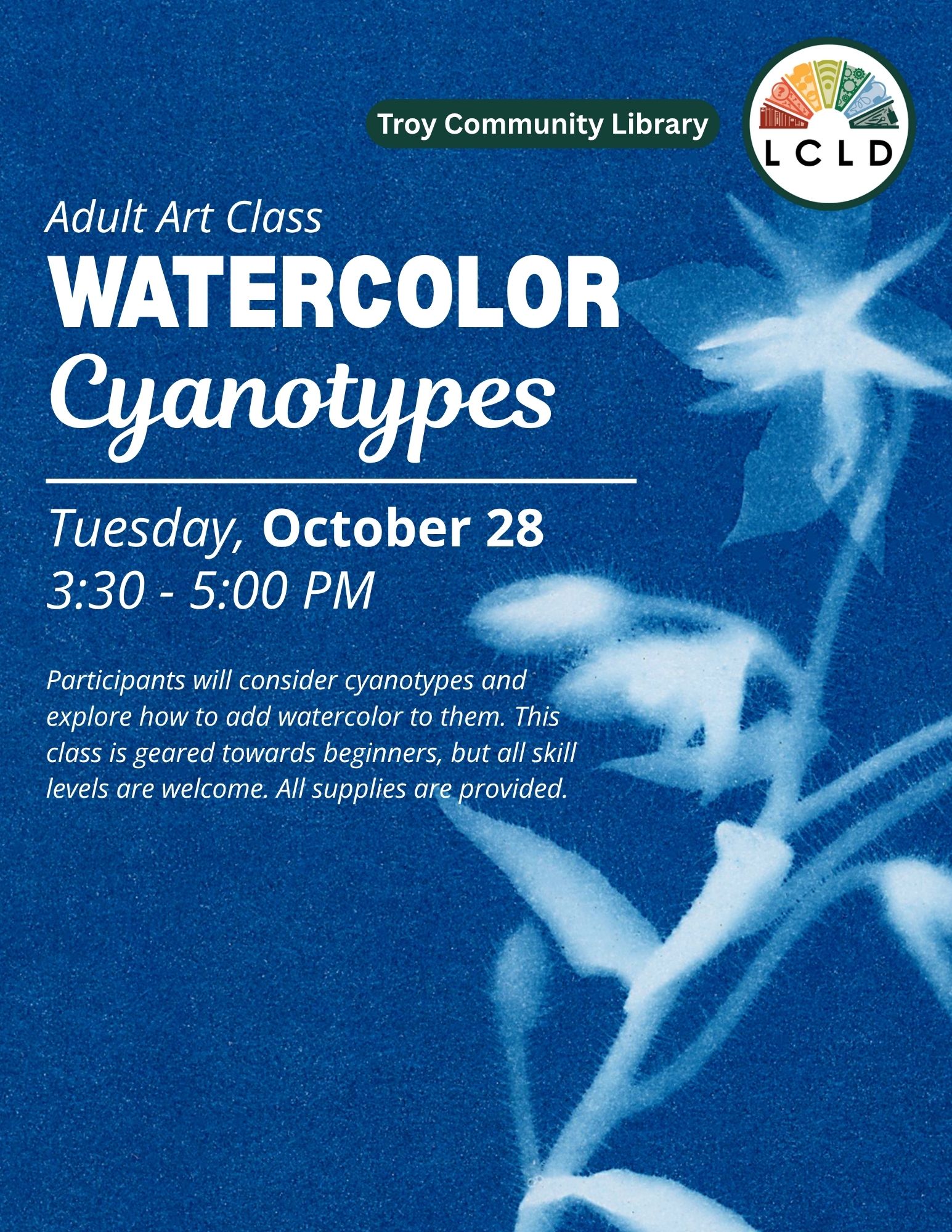Troy Watercolor Cyanotypes Flyer