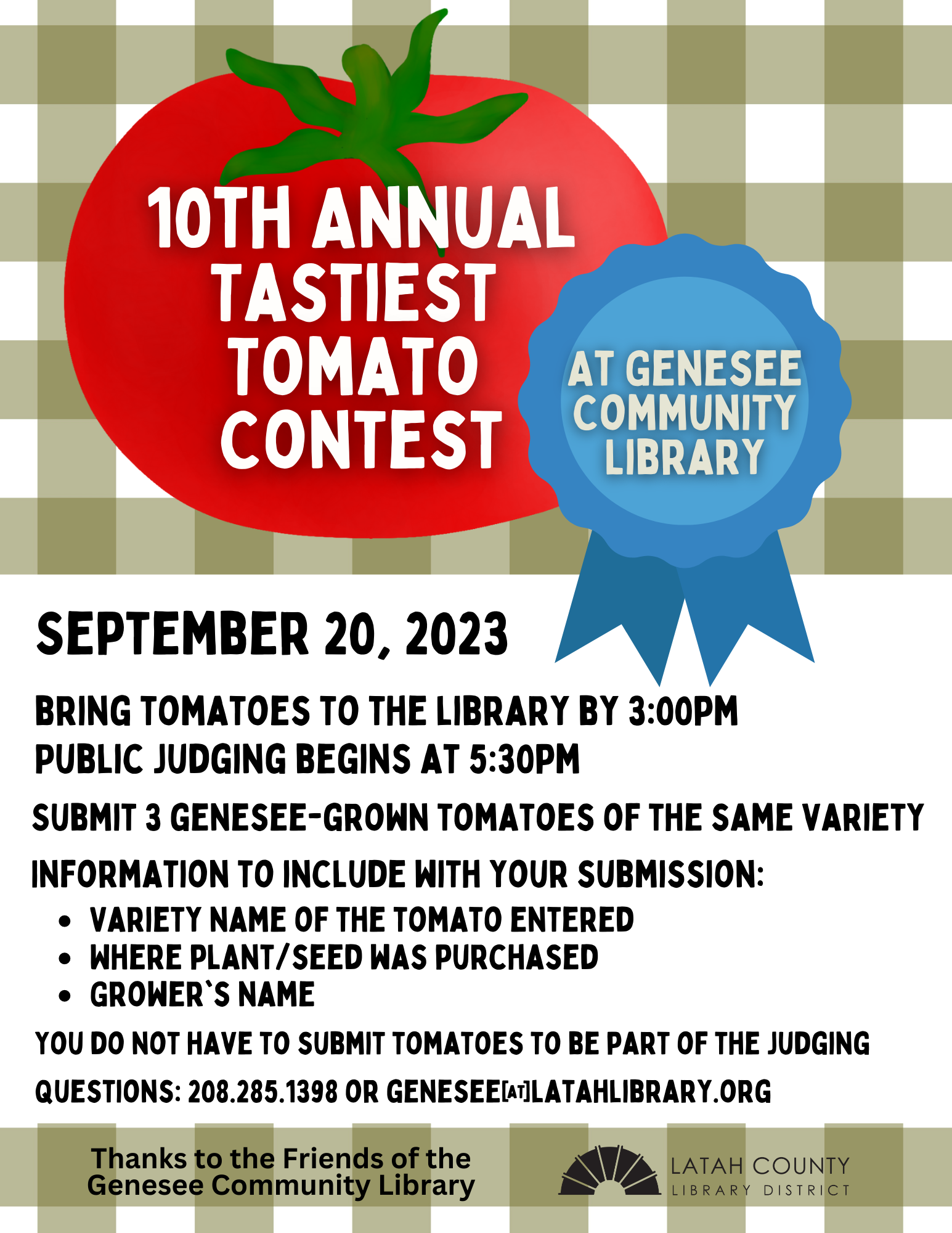 Genesee Tastiest Tomato Contest Latah County Library District