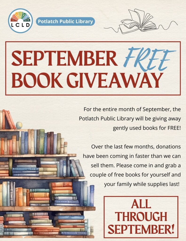 Potlatch September Free Book Giveaway Flyer