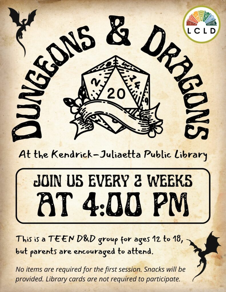 Kendrick Dungeons and Dragons flyer