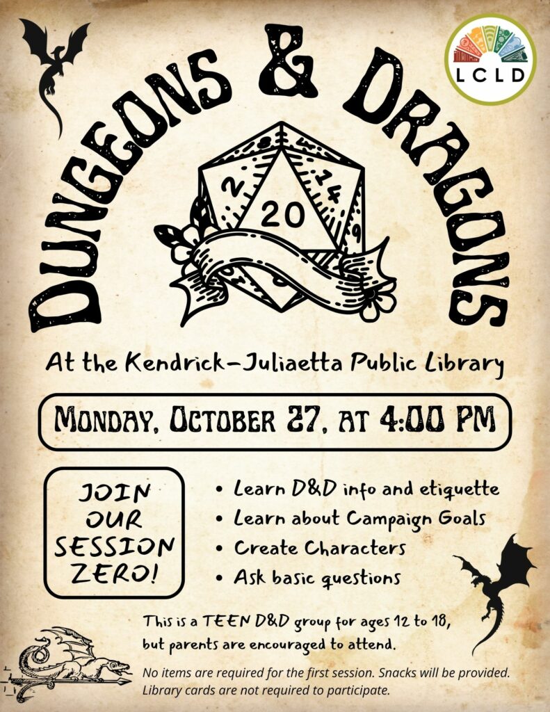 Kendrick Dungeons and Dragons Flyer