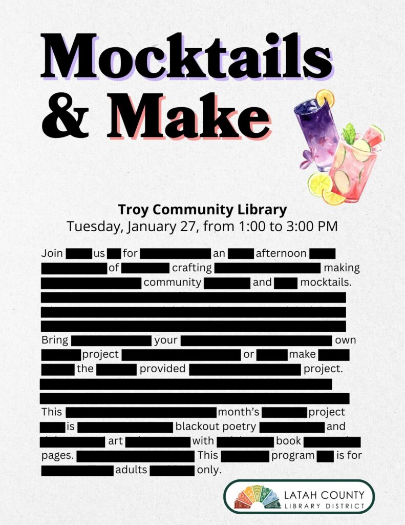 Mocktails and Make Flyer