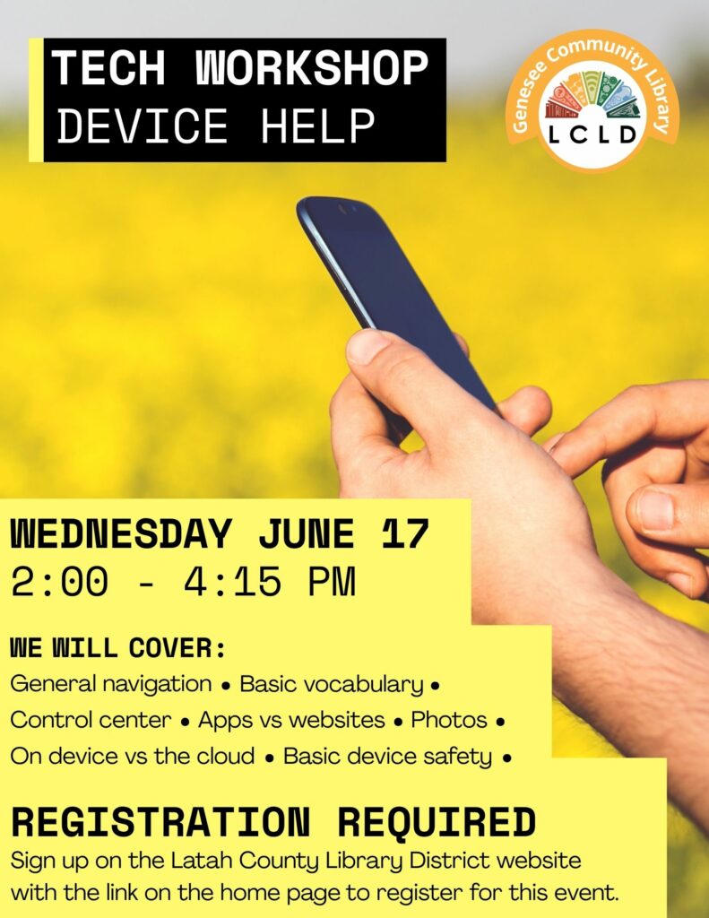 Genesee Tech Workshop Device Help Flyer