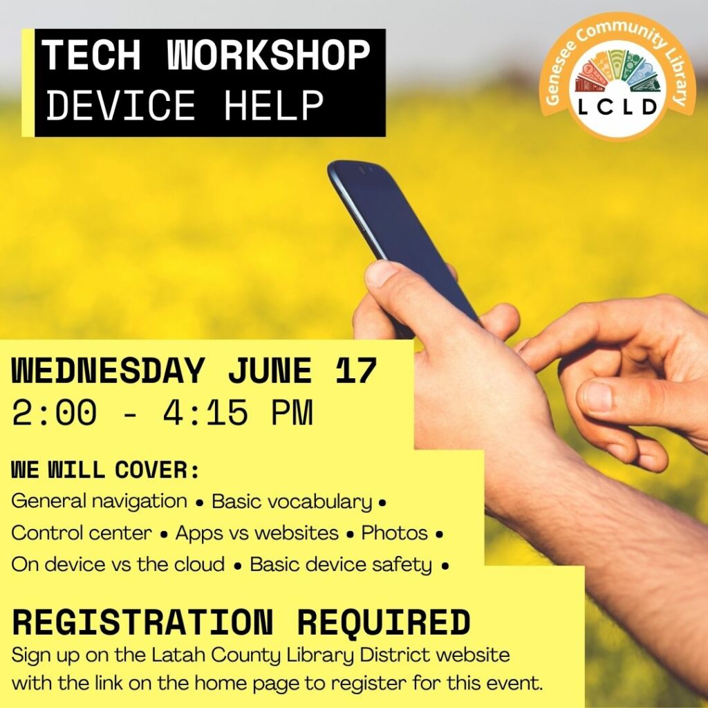 Genesee Device Help Tech Workshop Flyer
