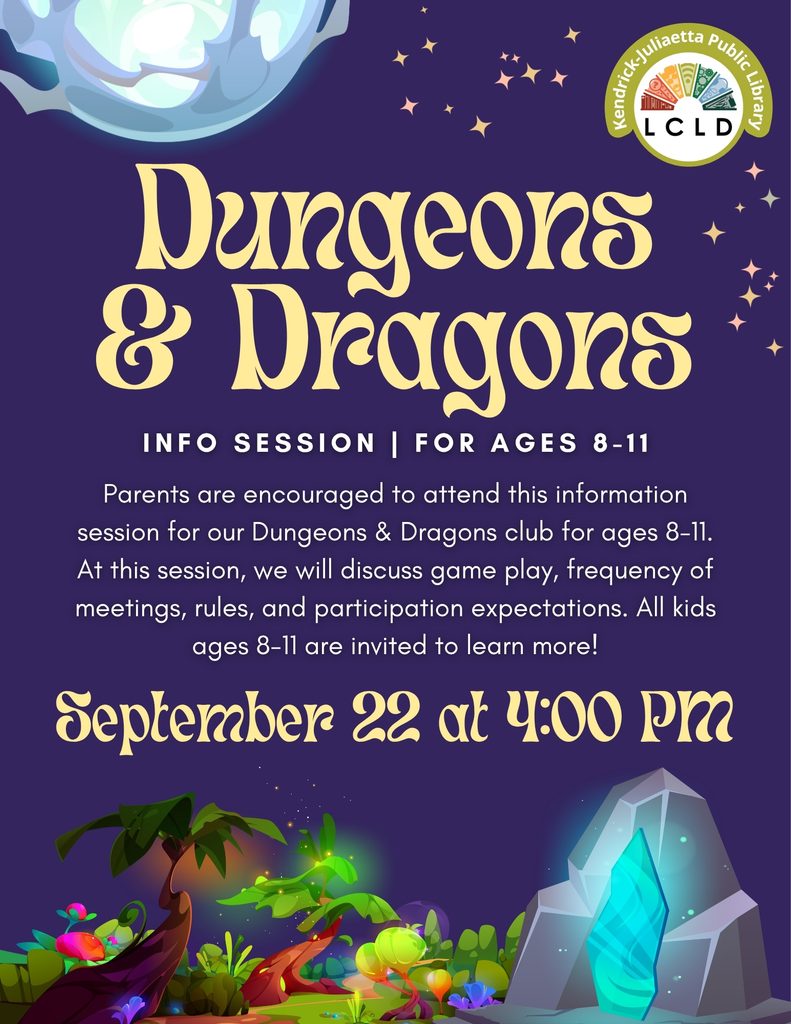 Dungeons and Dragons Information Session for Ages 8 to 11 flyer