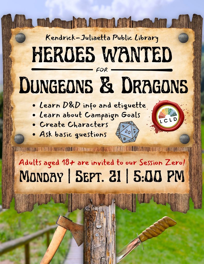 Kendrick Adult D&D Session Zero Flyer