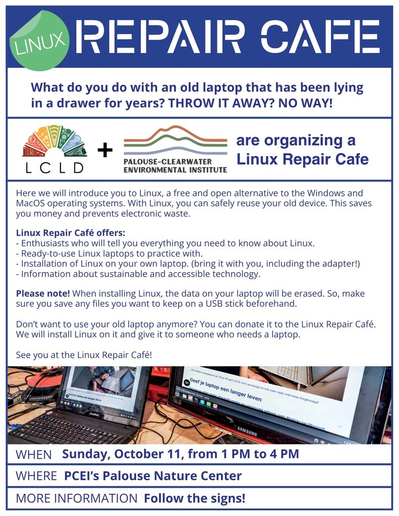 Linux Repair Cafe flyer